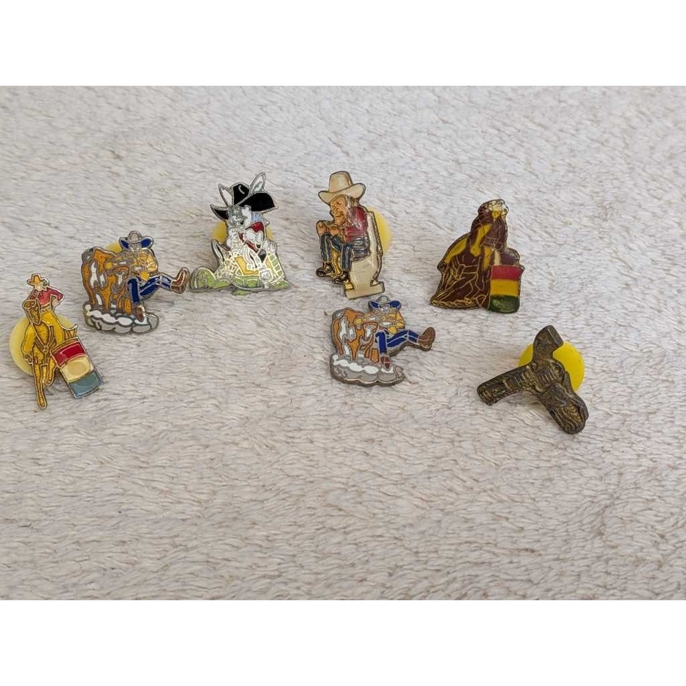 Vintage Western Cowboy Enamel Pins‎ Lot MASCO Taiwan Rodeo Collectible
